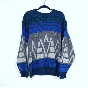 VTG UGLY KNIT SWEATER BLUE ERIC RHODES XL